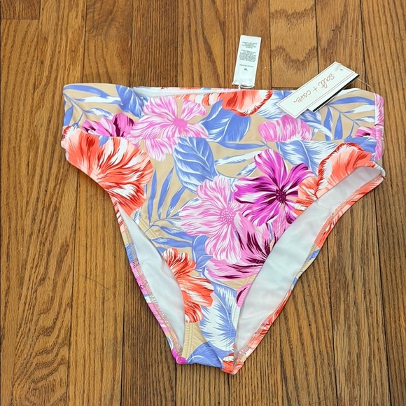 Salt + Cove Women's Juniors' Hot Hibiscus Printed High-Waist Bottoms NwT - Picture 3 of 7